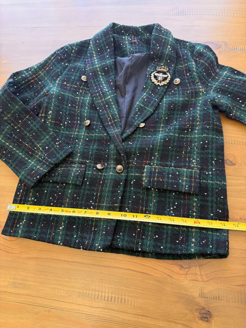 Girls' Dark Green Plaid Tweed 2 piece Blazer with Skort Set Sz 10-12 - Picture 11 of 16